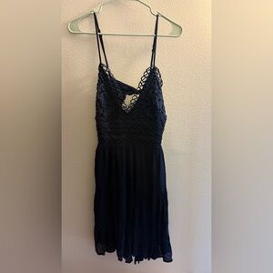 Zenobia Navy Blue Crochet Dress